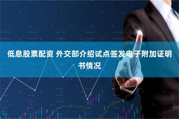 低息股票配资 外交部介绍试点签发电子附加证明书情况